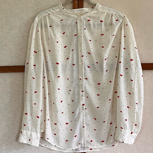 Faded Glory Lips and Dots Pattern Button Front Blouse - XXL (20) - Picture 1 of 8
